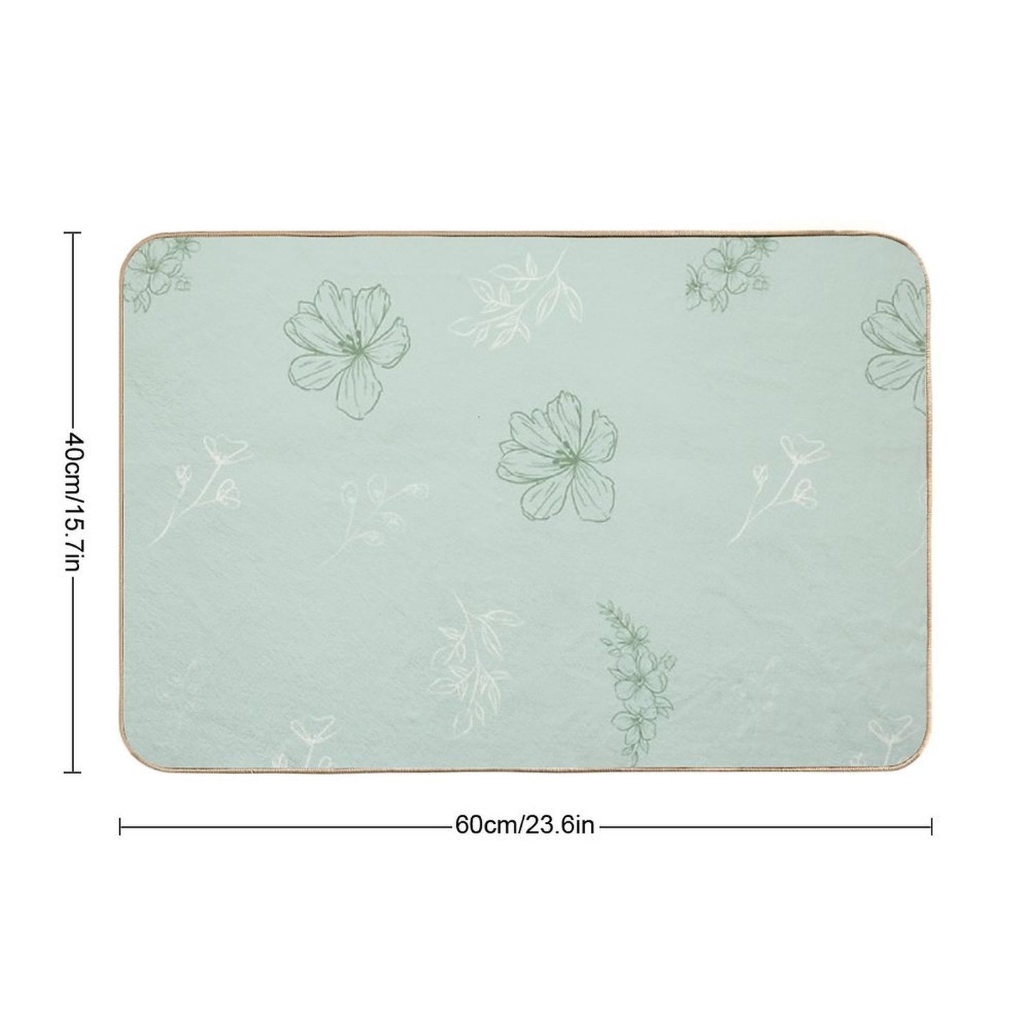 Green Flower Pattern  Fade-Resistant Bath Mat