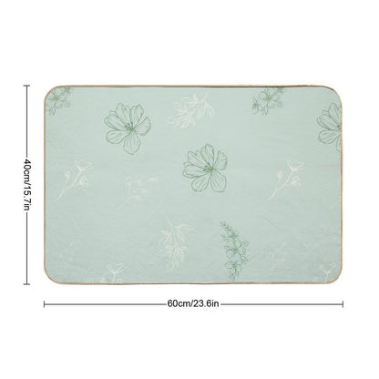 Green Flower Pattern  Fade-Resistant Bath Mat