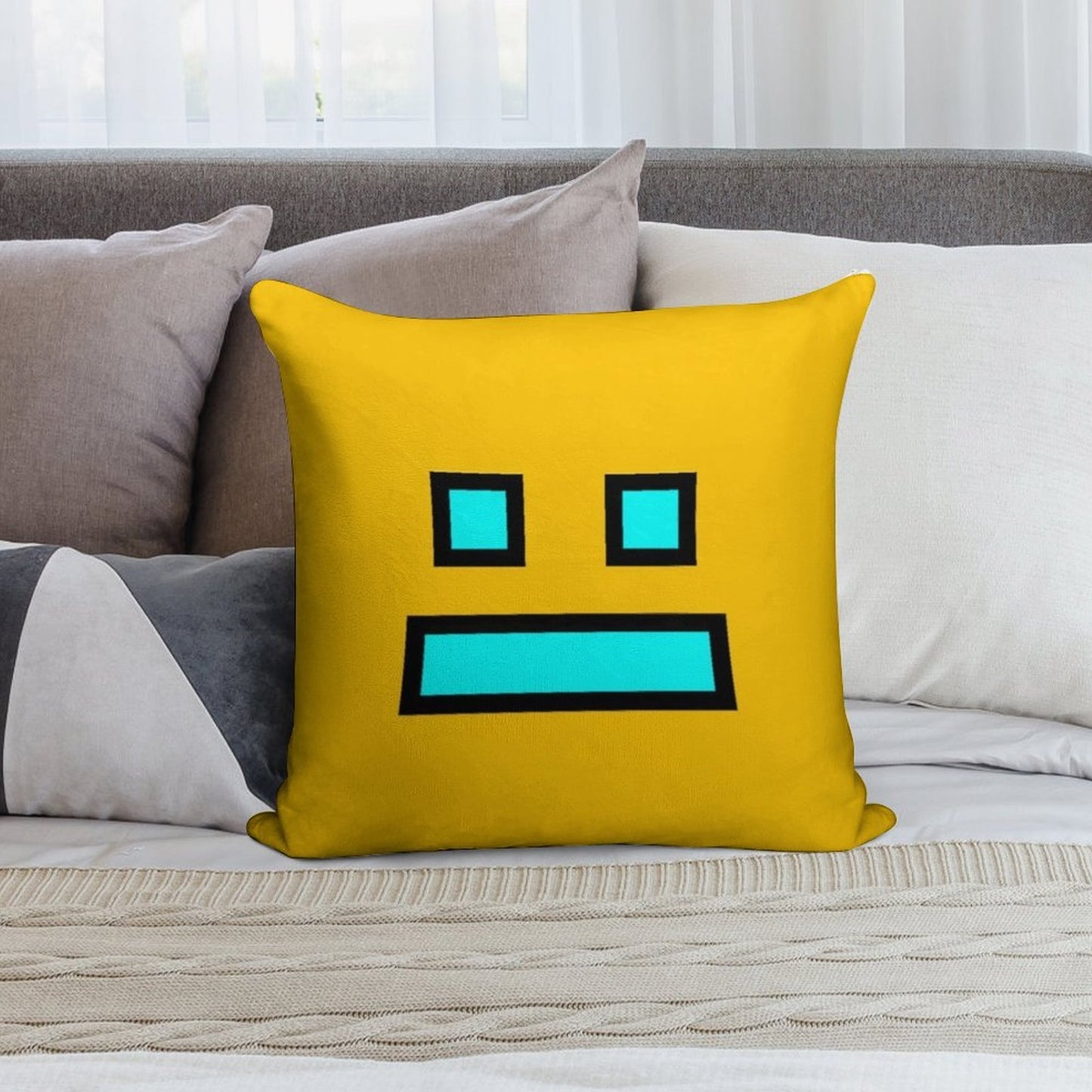 Geometry Dash Soft Fade-Resistant Throw Pillow
