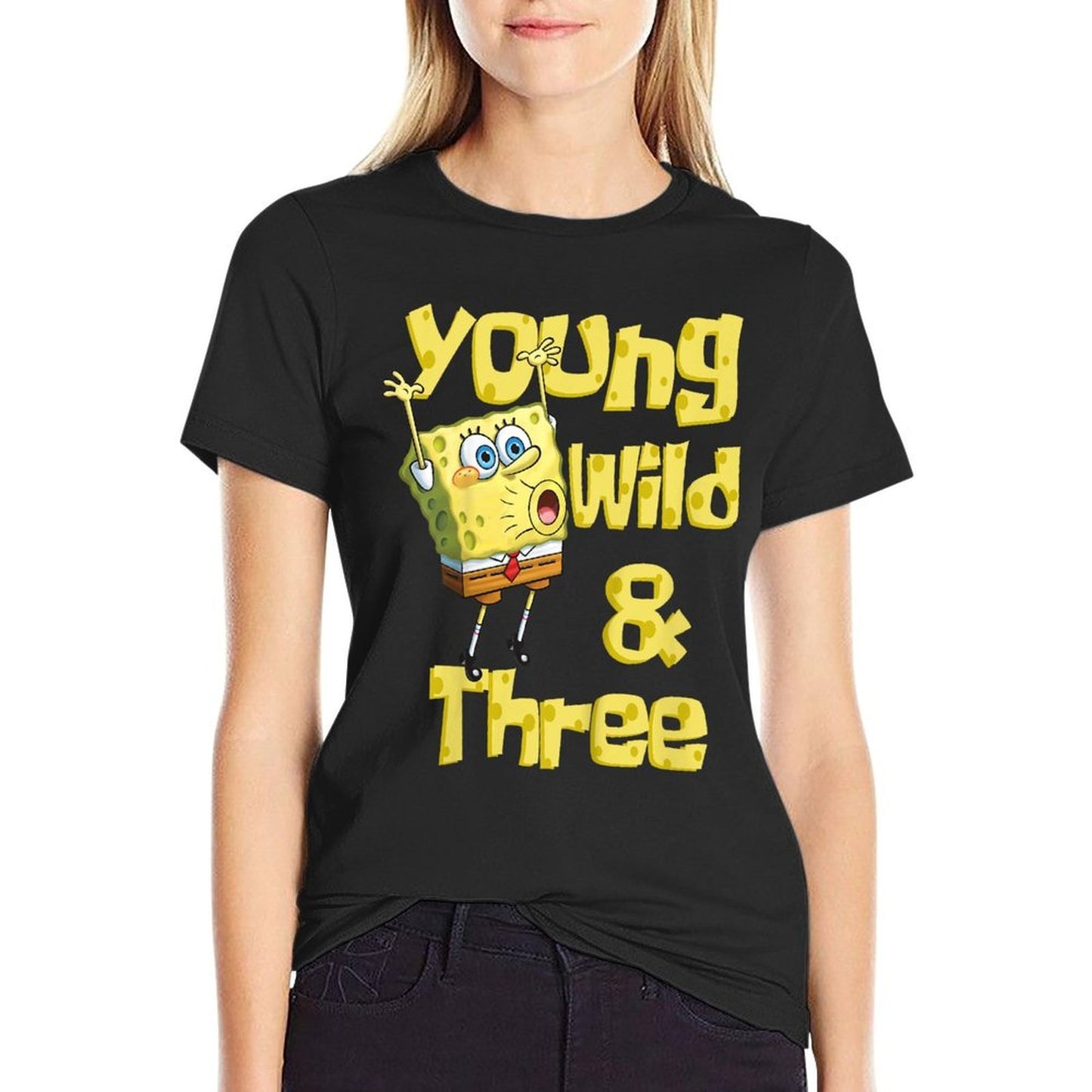 Mademark X SpongeBob SquarePants - Kids Young Wild & Three - 3rd Birthday  Wrinkle-resistant T-Shirt