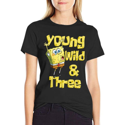 Mademark X SpongeBob SquarePants - Kids Young Wild & Three - 3rd Birthday  Wrinkle-resistant T-Shirt