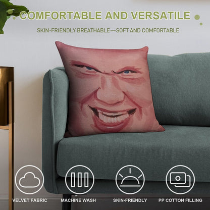 Evil Erling Haaland Face Soft Decorative Cover Throw Pillow