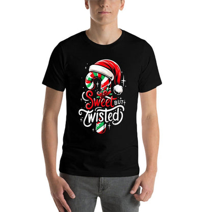 Sweet But Twisted Funny Christmas Candy Cane Xmas Holiday  Moisture-wicking T-Shirt
