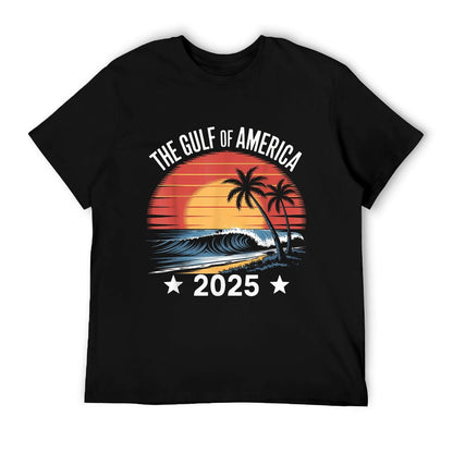 Vintage Retro Gulf Of US America Sunset Flag Heathered Texture T-Shirt