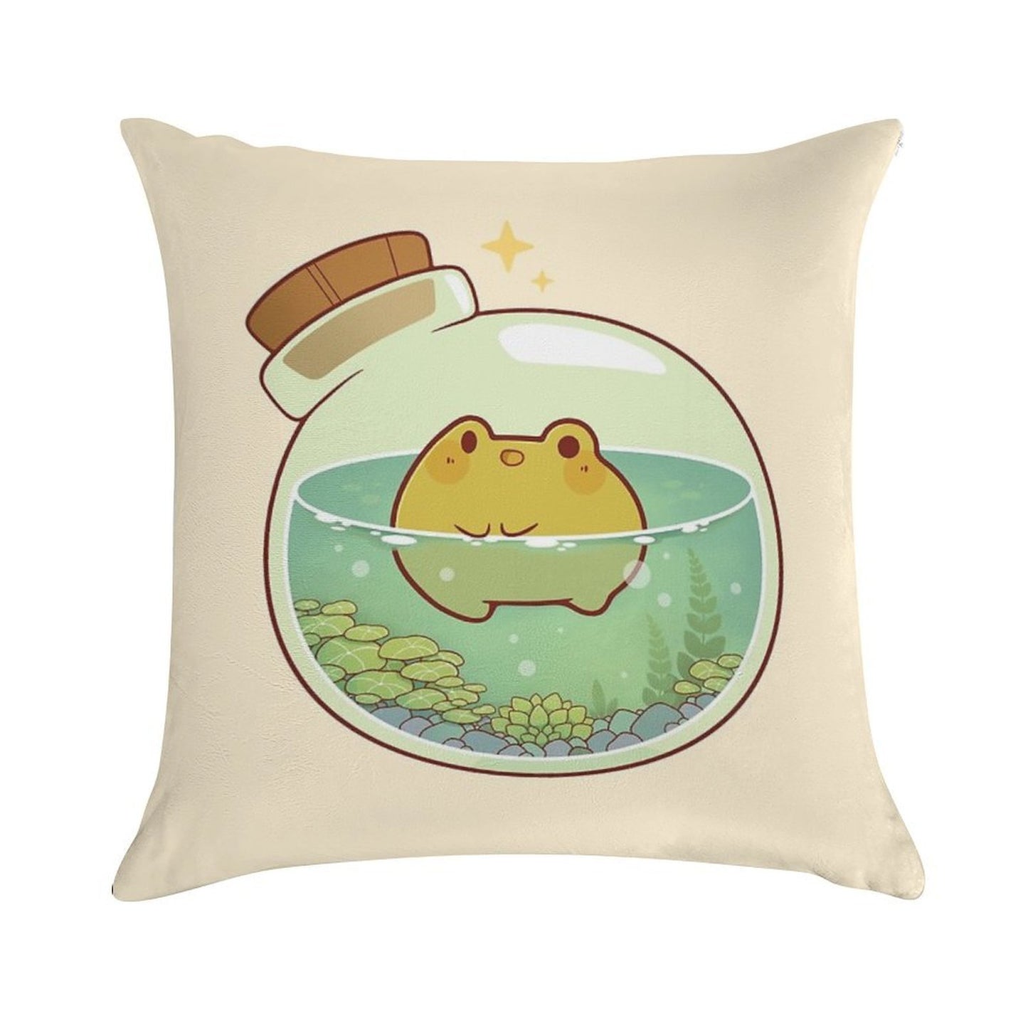 Round Frog Potion Soft Durable Construction Throw Pillow
