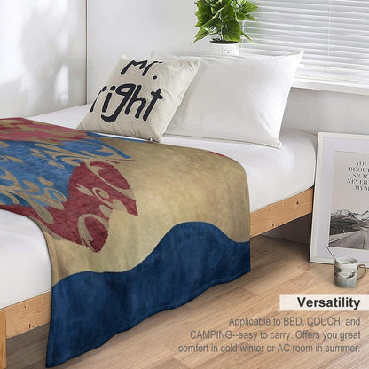 Gold Blue And Red Layered Pattern Art Versatility Throw Blanket