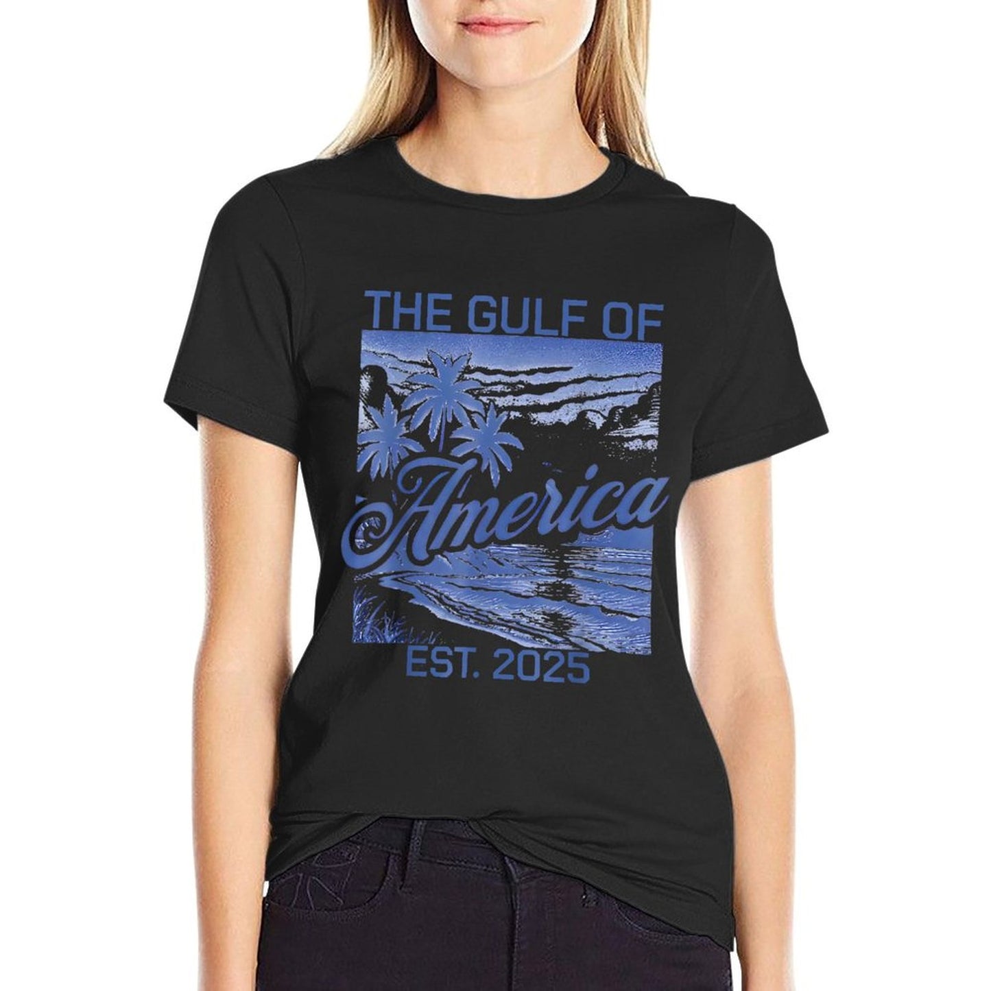 Retro Gulf Of USA America Est 2025 American Flag Gulf Mexico Eco-friendly Material T-Shirt