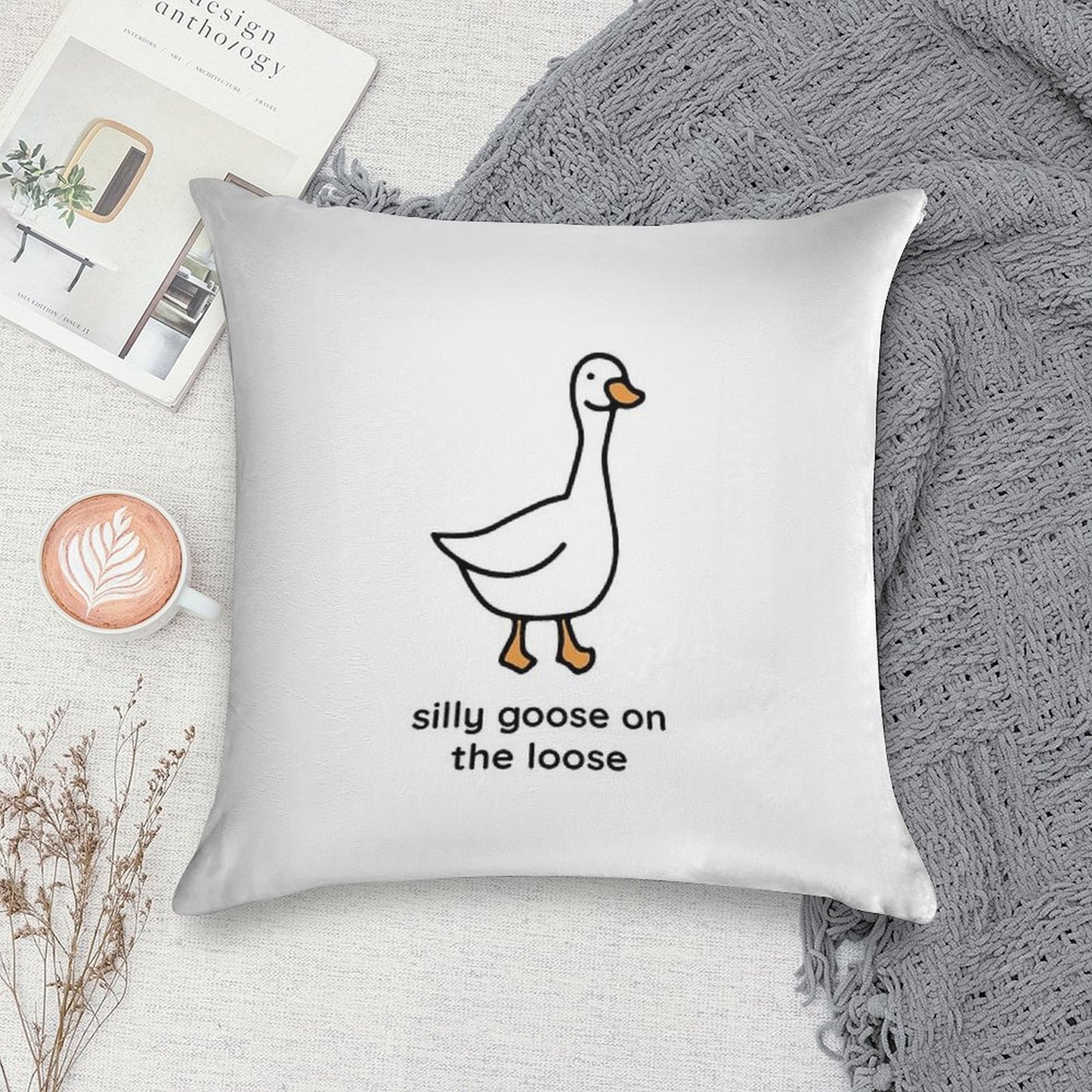 Silly Goose on The Loose Soft Luxury Feel Throw Pillow