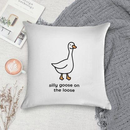 Silly Goose on The Loose Soft Luxury Feel Throw Pillow
