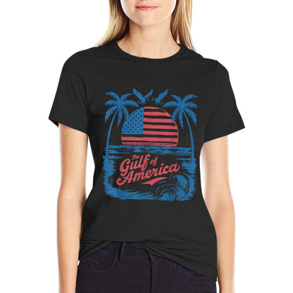America Gulf-Of-US Retro Vintage Beach USA Flag Men Women Eco-friendly Material T-Shirt