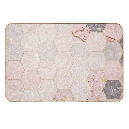Pink Sparkling Marble Pattern Durable Bath Mat