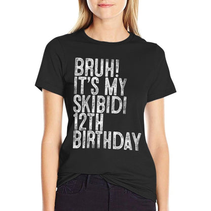 Bruh It's My Skibidi 12th Birthday Gifts 12 Years Old Boys  Heathered Texture T-Shirt