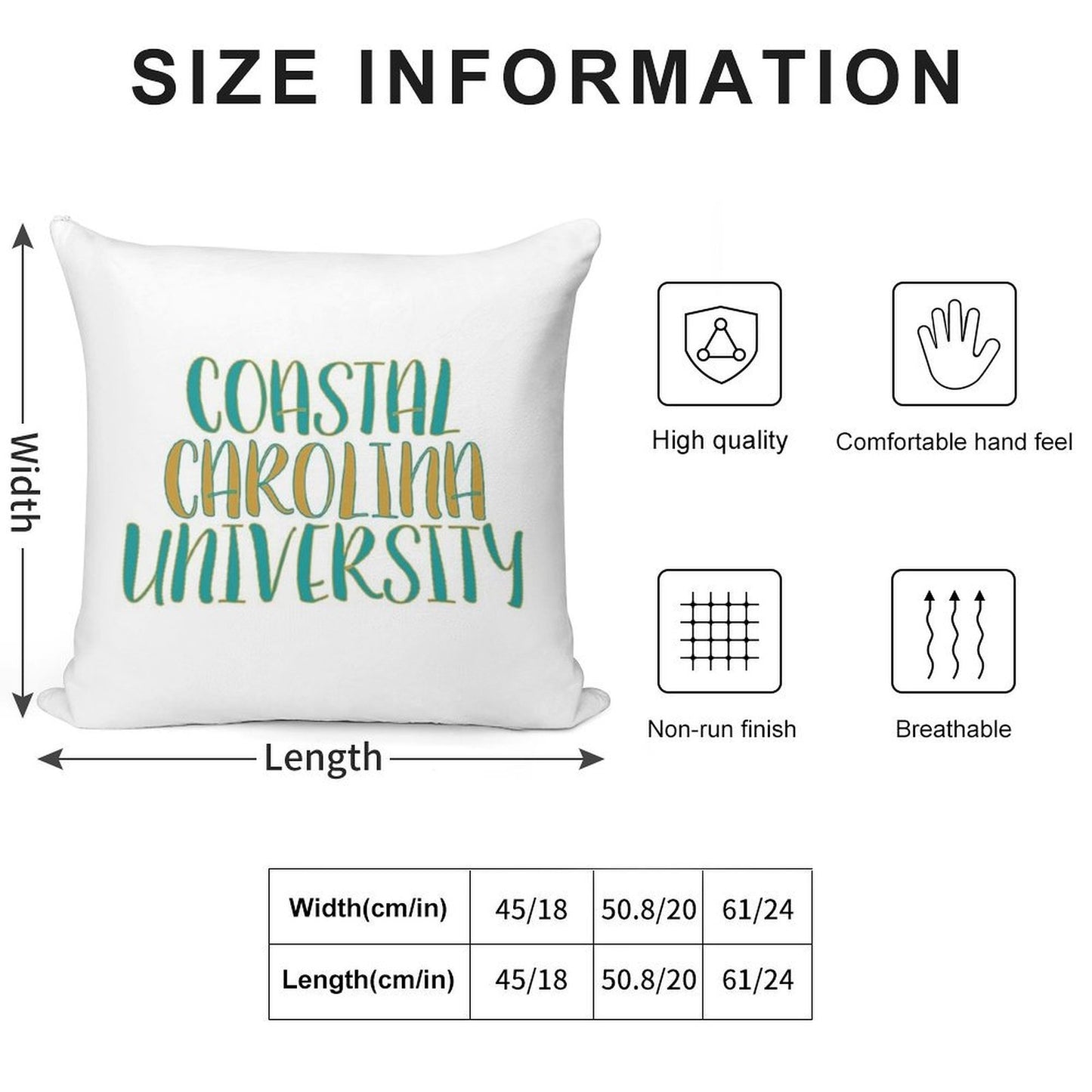 Coastal Carolina University Soft Short Plush Fabric Throw Pillow