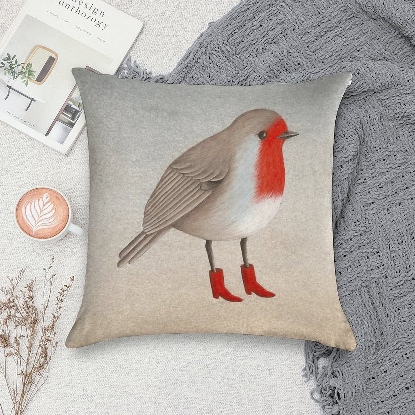 Robin Soft Hidden Zipper Throw Pillow
