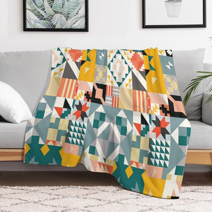 Colorful Tiles Pattern Premium Throw Blanket