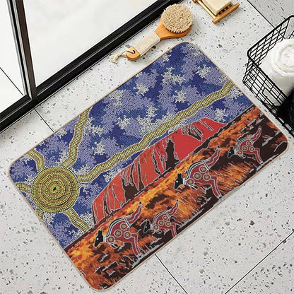Authentic Aboriginal Art - Uluru Sky  Non-Slip Bath Mat