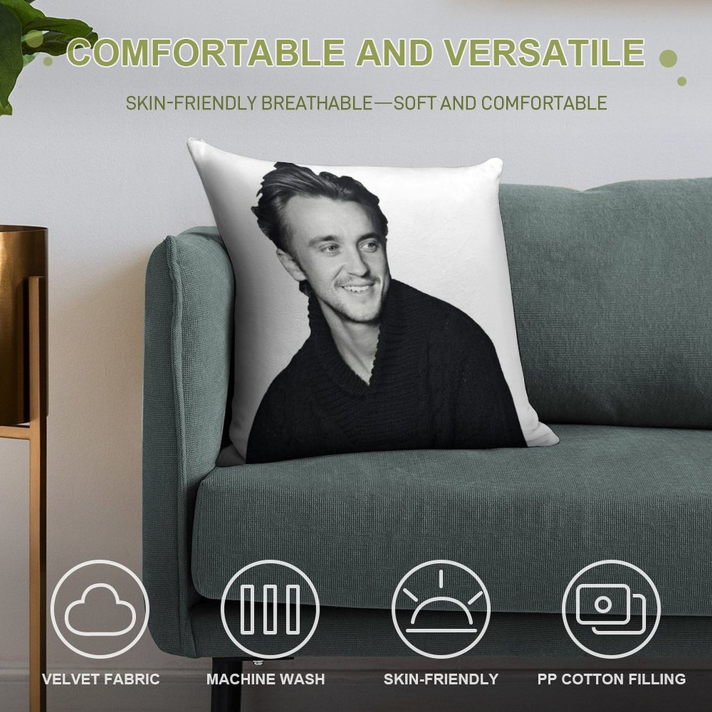 Tom Felton Soft Washable Throw Pillow