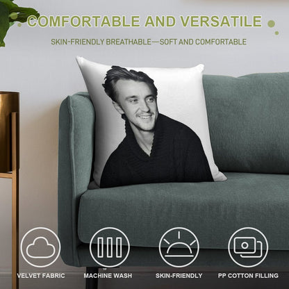 Tom Felton Soft Washable Throw Pillow