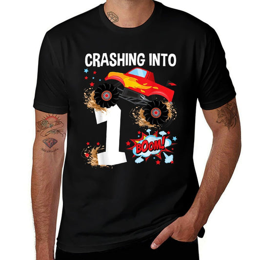 Kids 1 Year Old Monster Truck 1st Birthday Boy Car Trucks  Vintage-inspired T-Shirt