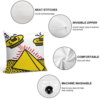 Haring Pop Art Soft Durable Construction Throw Pillow