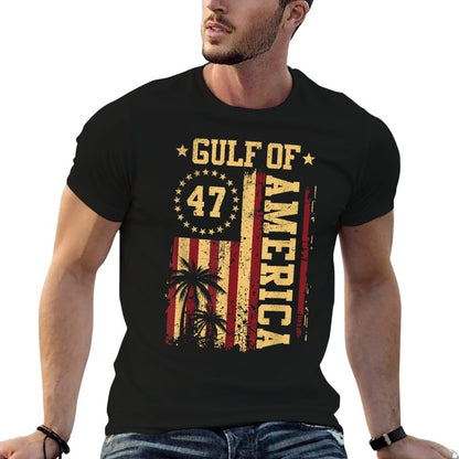 Vintage Gulf Of USA America Funny USA Flag Men Women Relaxed-fit T-Shirt