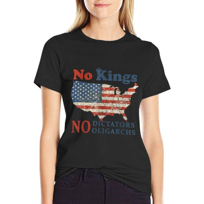 No Kings No Dictators No Oligarchs Anti Oligarchy Resist  Eco-friendly Material T-Shirt