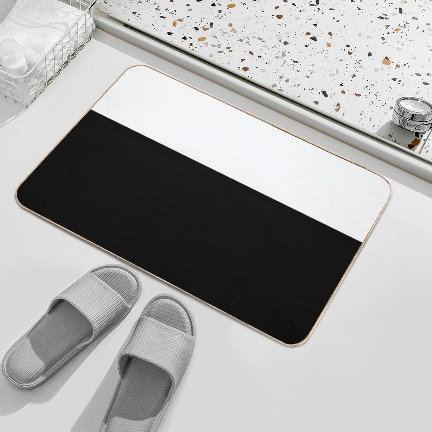 Black White Color Block  Versatile Bath Mat