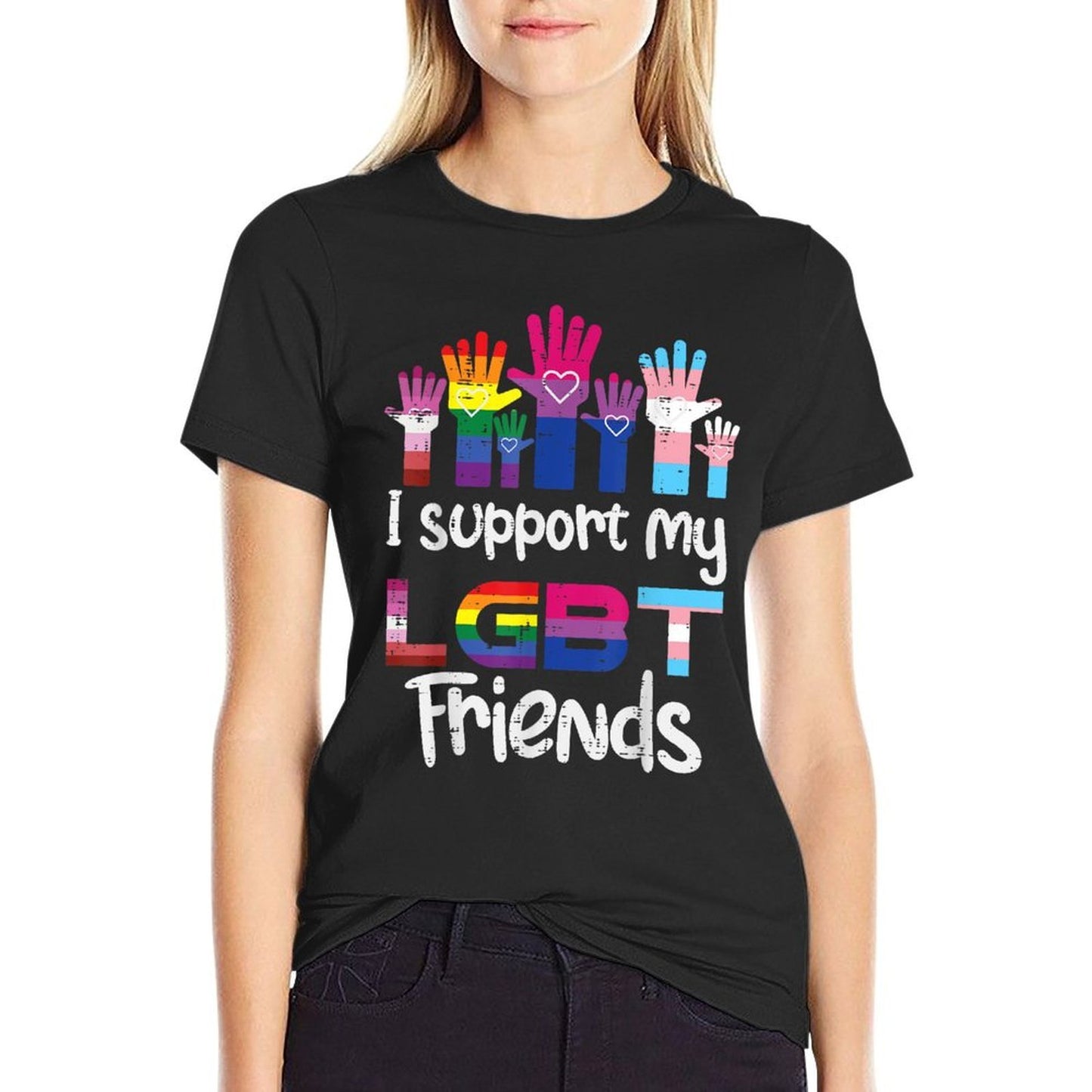 I Support My LGBT Friends Ally Lesbian Gay Bisexual Bi Trans  Fade-proof Color T-Shirt