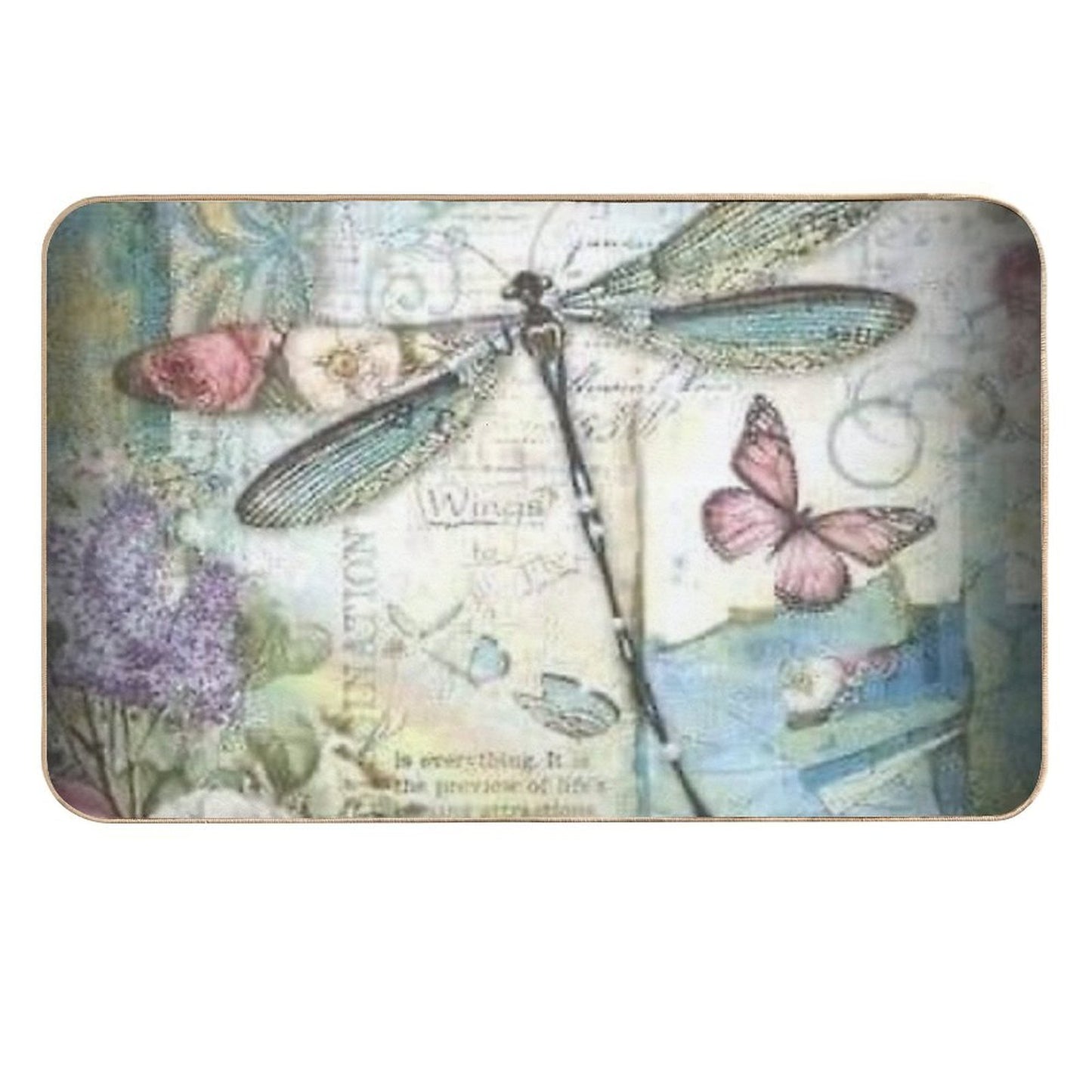 DRAGONFLY ANGEL  Slip-Resistant Bath Mat
