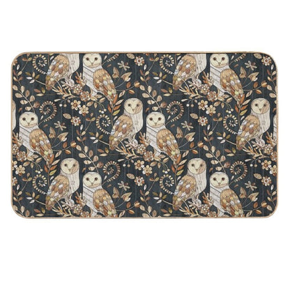Wooden Wonderland Barn Owl Collage  Rapid-Drying Bath Mat
