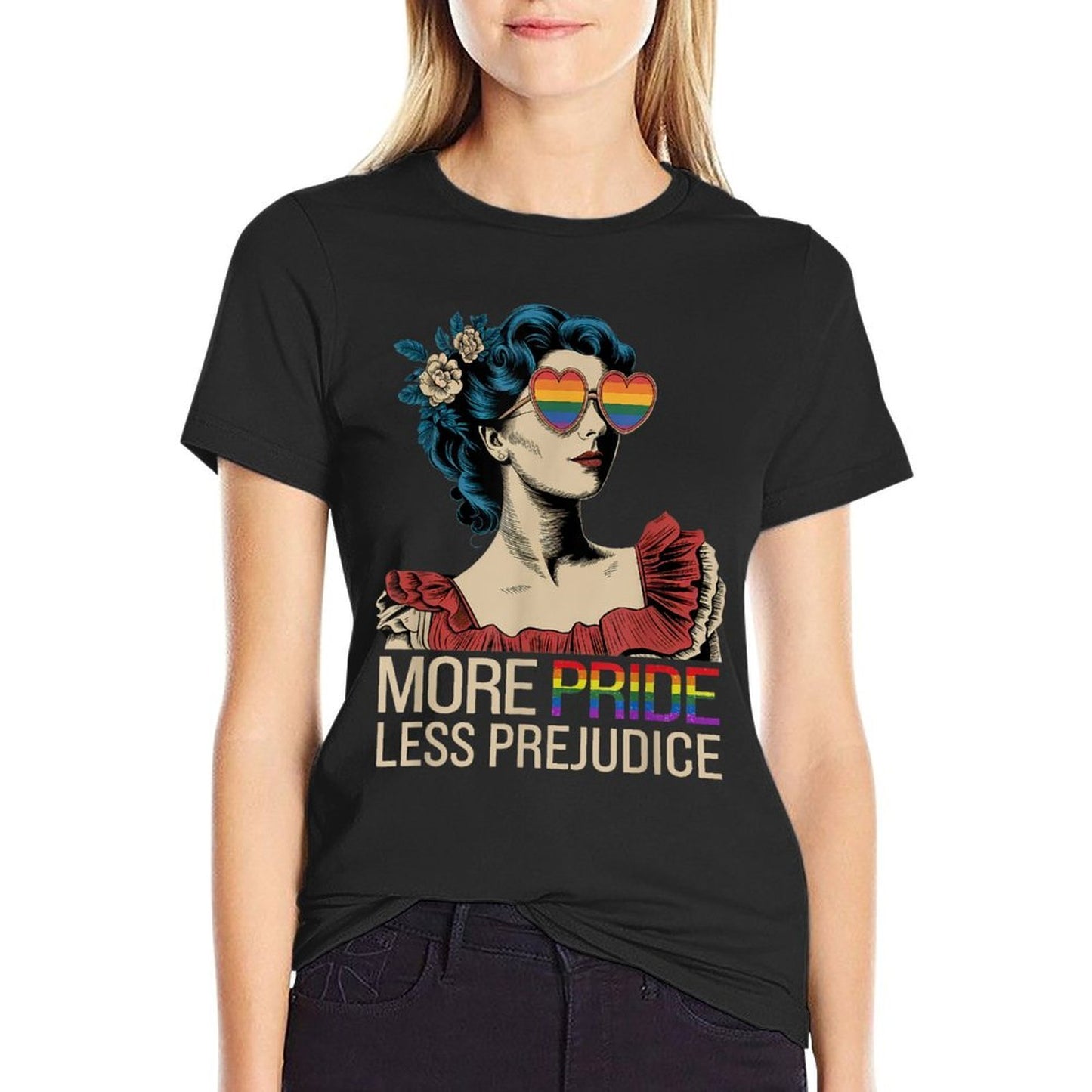 More Pride Less Prejudice Pride Month LGBTQ  Oversized Silhouette T-Shirt