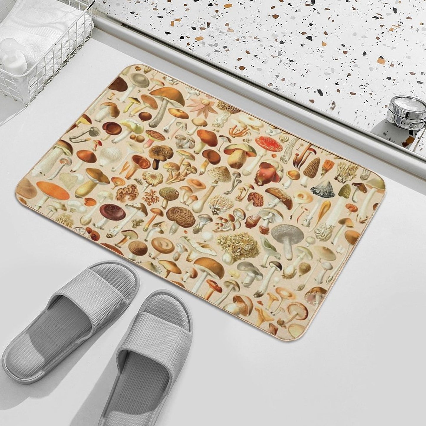 Vintage Mushroom Designs Collection  Multi-Purpose Bath Mat