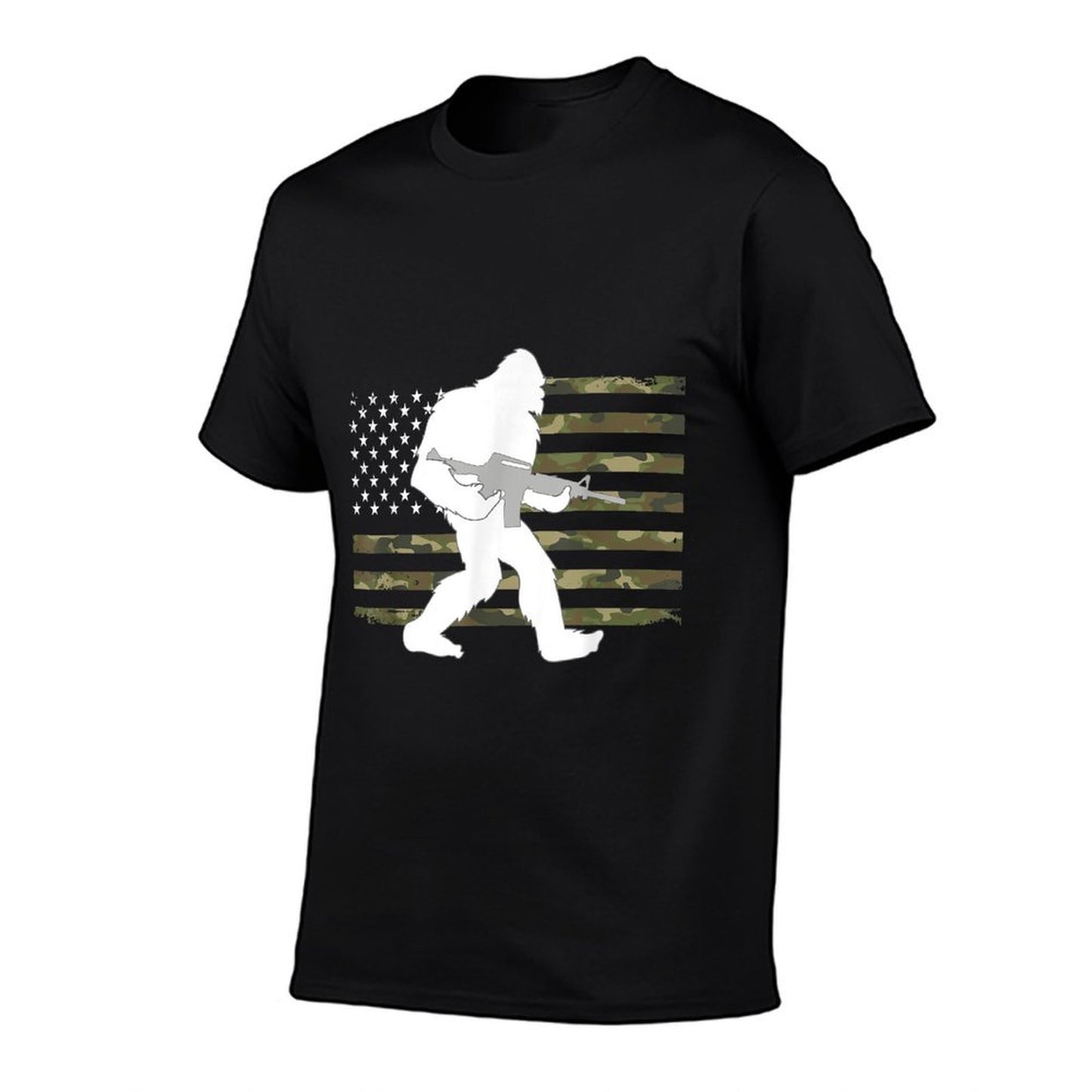 Bigfoot Gun Owner Camo US American Sasquatch AR15 Rifle  High-quality Stitching T-Shirt