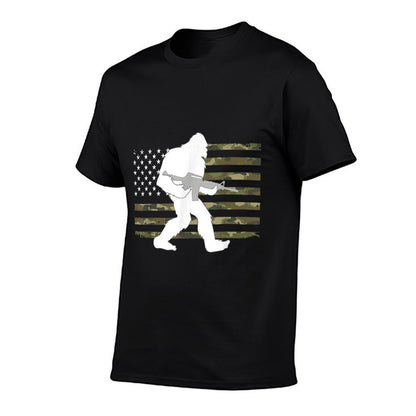 Bigfoot Gun Owner Camo US American Sasquatch AR15 Rifle  High-quality Stitching T-Shirt