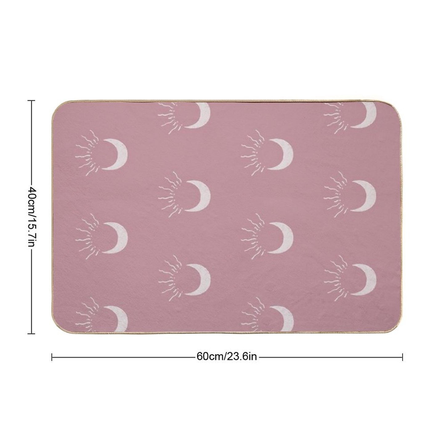 Cute Sun And Moon Design Boho Aesthetic In Muted Colors Deep Pink  Repositionable Bath Mat