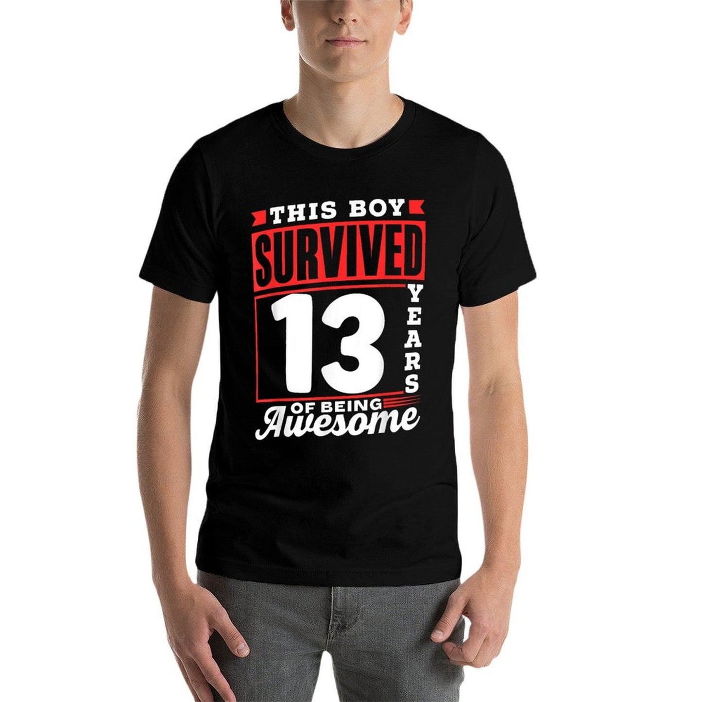 This Boy Survived 13 Years Of Being Awesome Boys Birthday Comfortable T-Shirt