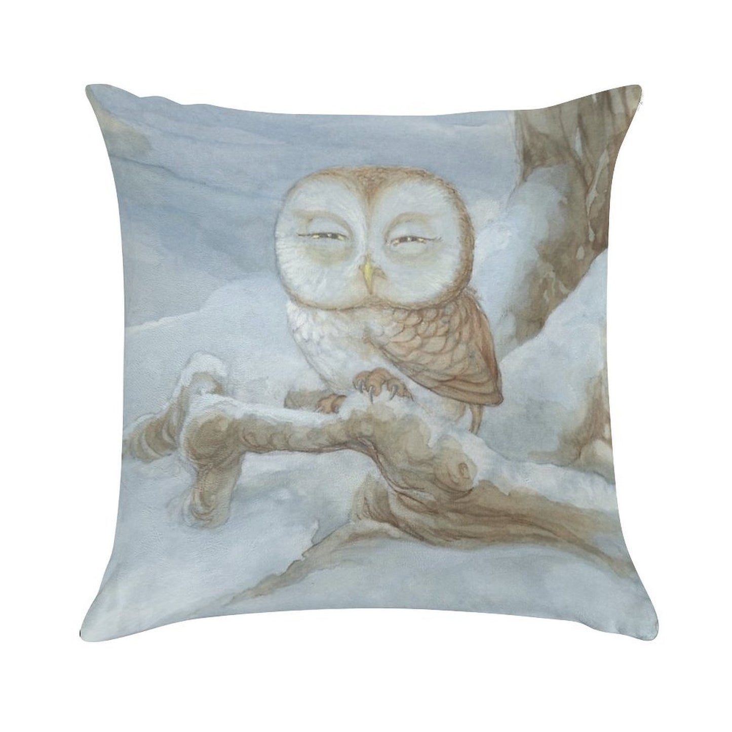 Sleepy Owl Soft High-Density Material Throw Pillow