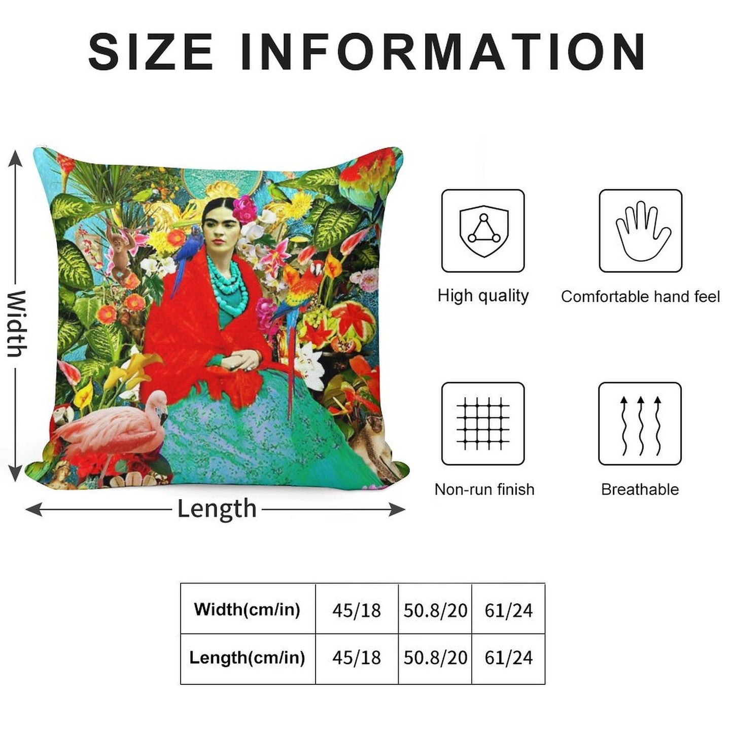 Frida Kahlo with Mexican Animals, Plants, Birds Soft Warmth Comfort Throw Pillow