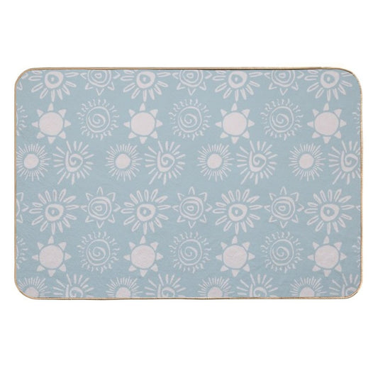 Magical Sun Bohemian Dreamy Aesthetic In Muted Colors Sky Blue  Slip-Resistant Bath Mat