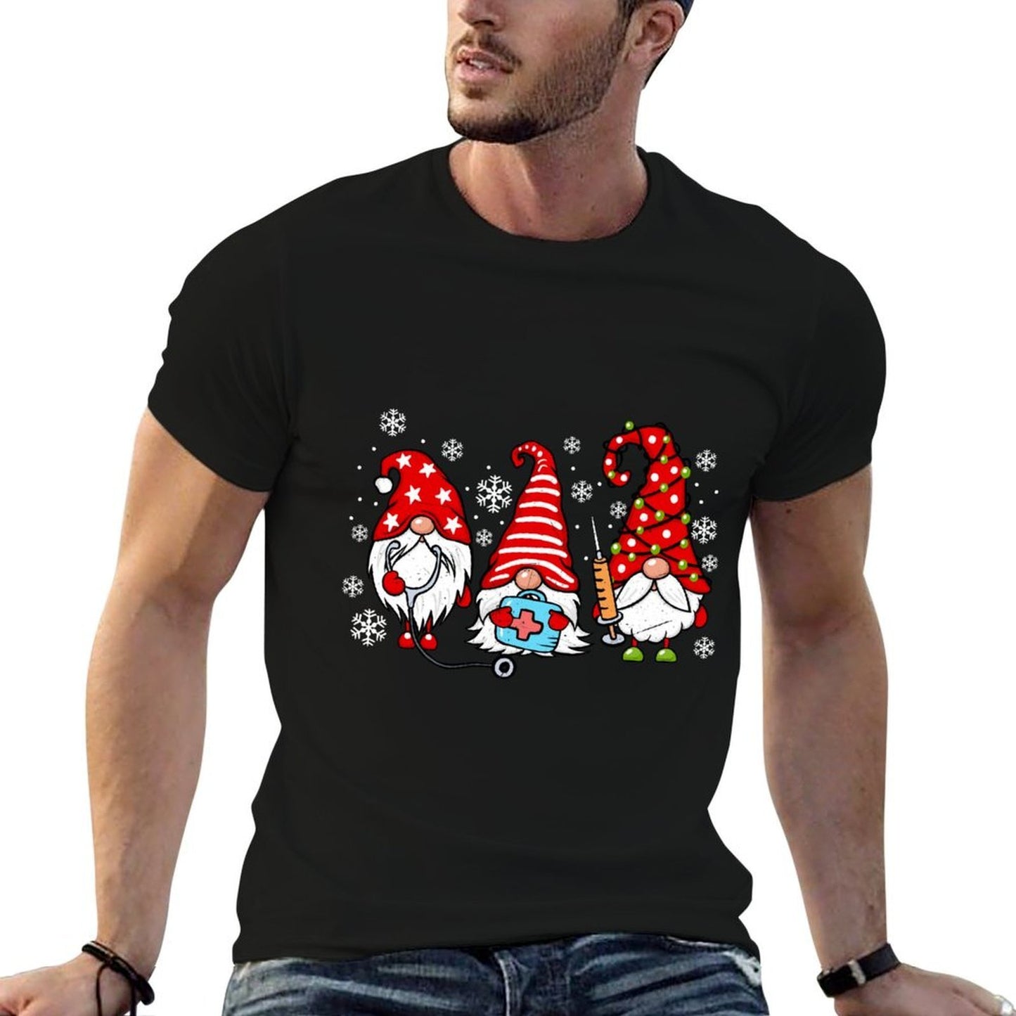 Nurse Christmas Gnomes Xmas Scrub Top ER Rn Nursing Gnomies  Soft T-Shirt