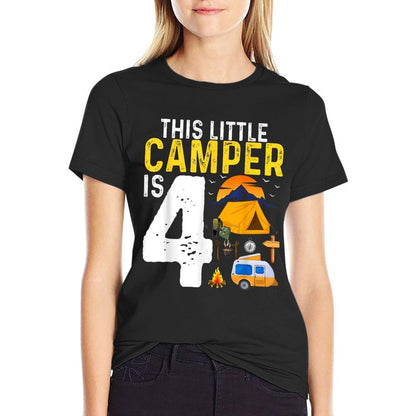 Kids Funny 4th Camping Birthday Camper Lover 4 Year Old  Lightweight T-Shirt