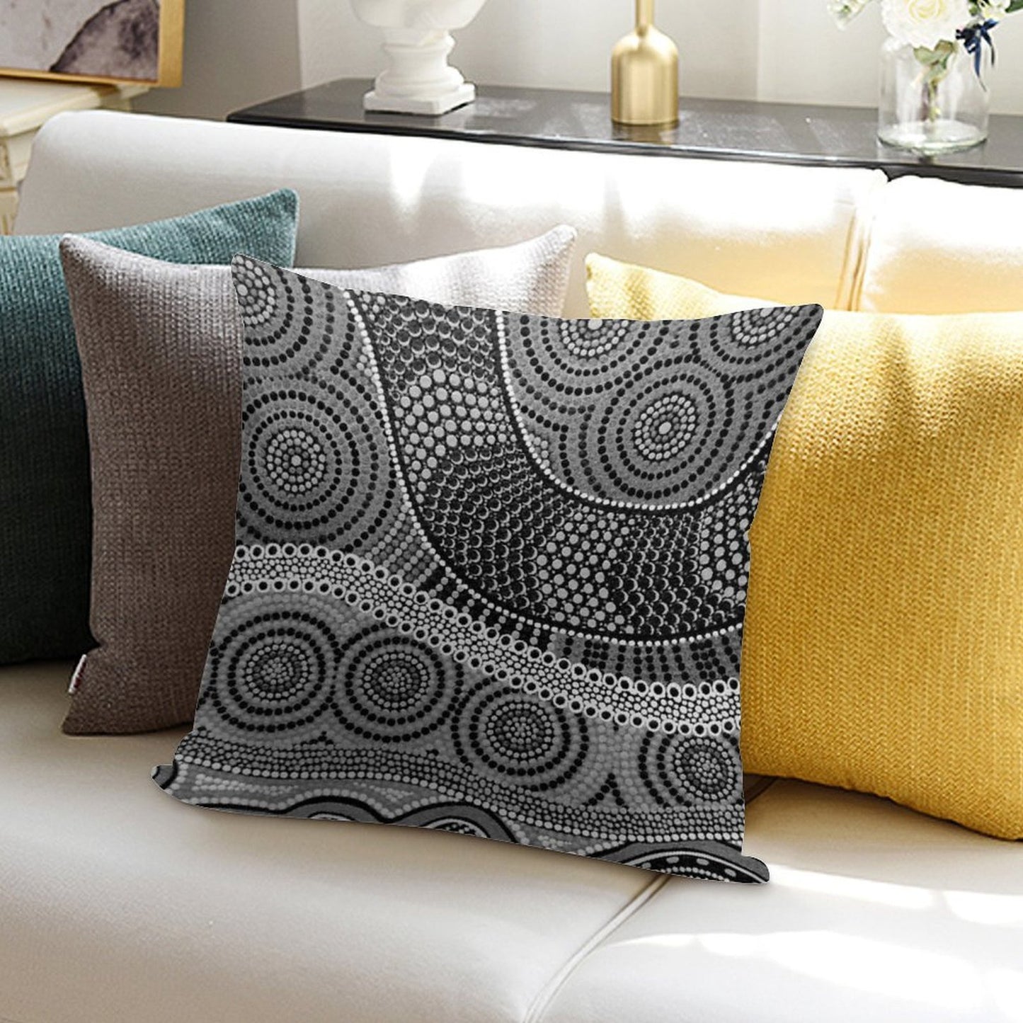 Australian Aboriginal Art Soft Fade-Resistant Throw Pillow