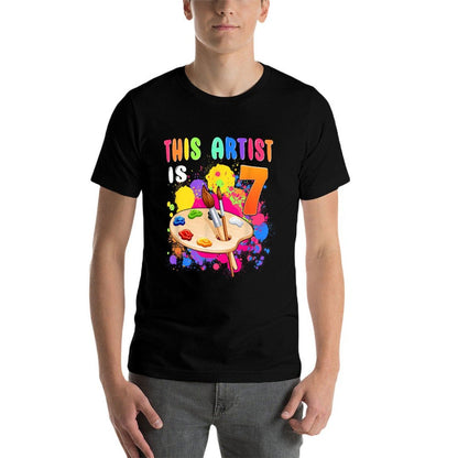 This Artist Is 7 Birthday Party 7th Little Art Painting  Lightweight T-Shirt