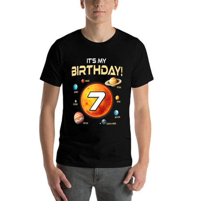 Kids Cute Solar System 7th Birthday Seven Years Old Space Planets  Affordable Price T-Shirt