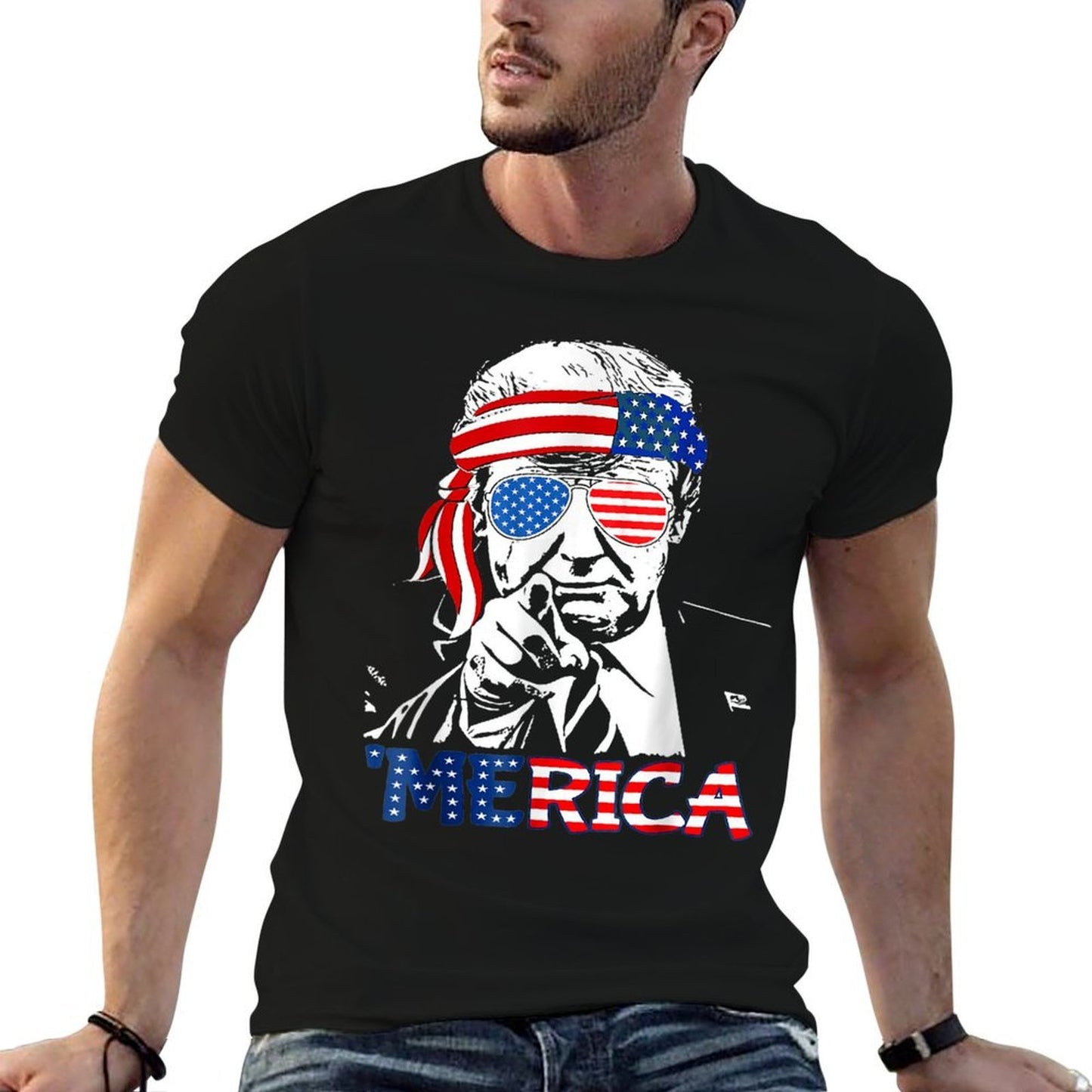 MERICA Happy 4th Of July 'Merica Trump American  Durable T-Shirt