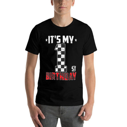 It's My 1st Birthday Race Car 1 Year Old Birthday Pit Crew  Heathered Texture T-Shirt