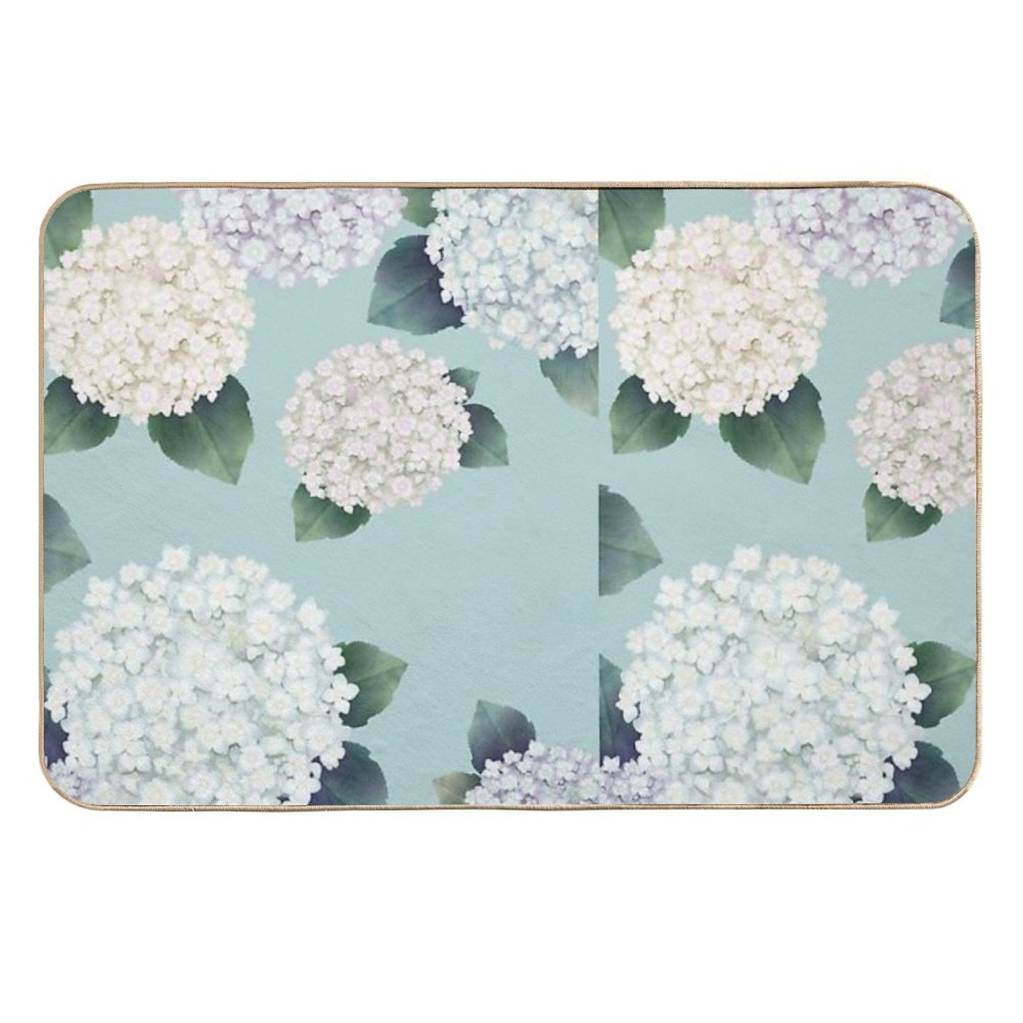 Summer Day, Watercolor White Flower Art, Korean Design  Fade-Resistant Bath Mat