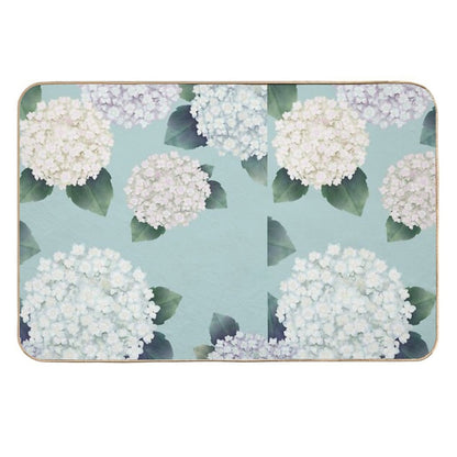 Summer Day, Watercolor White Flower Art, Korean Design  Fade-Resistant Bath Mat
