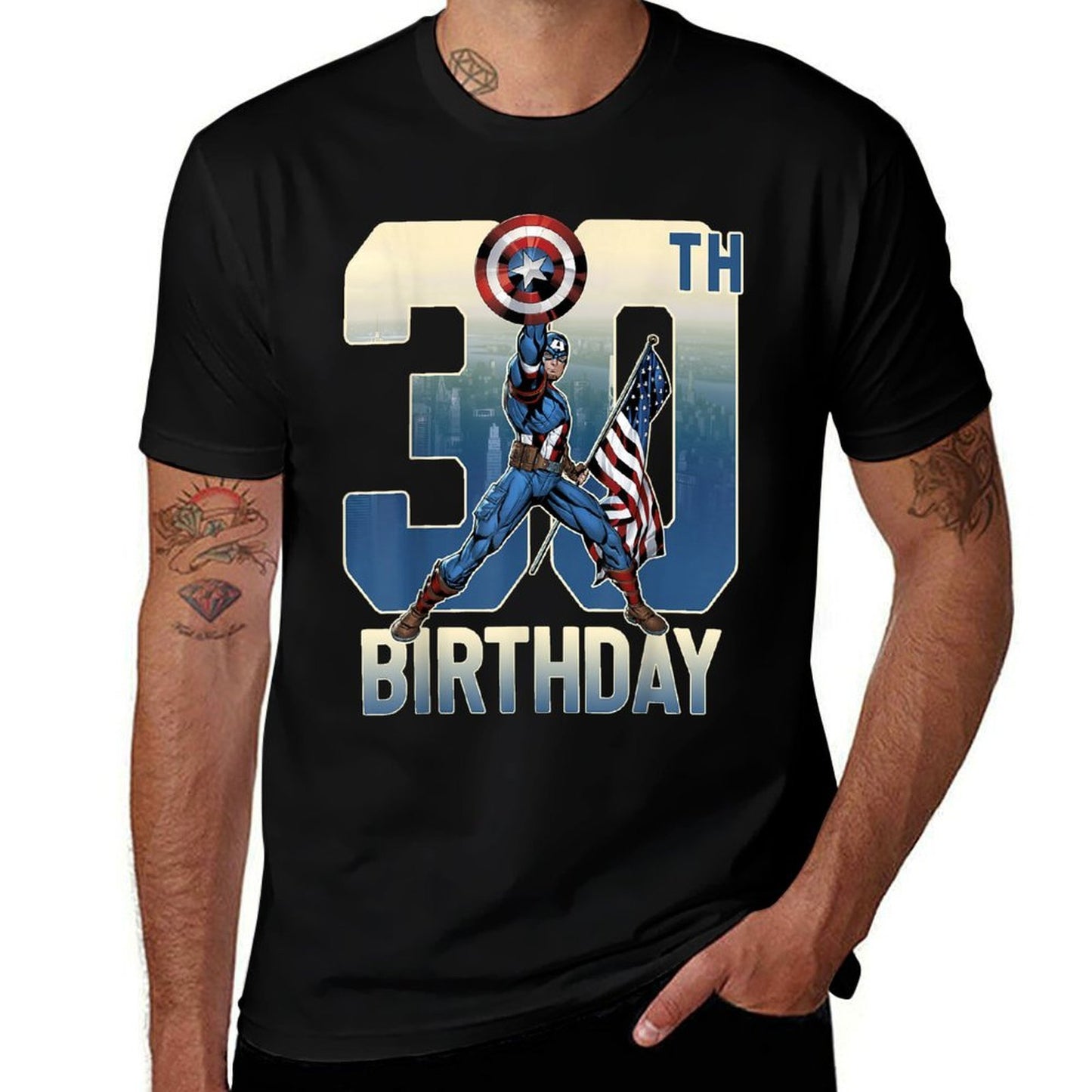 Marvel Captain America 30th Birthday Graphic  Cotton T-Shirt