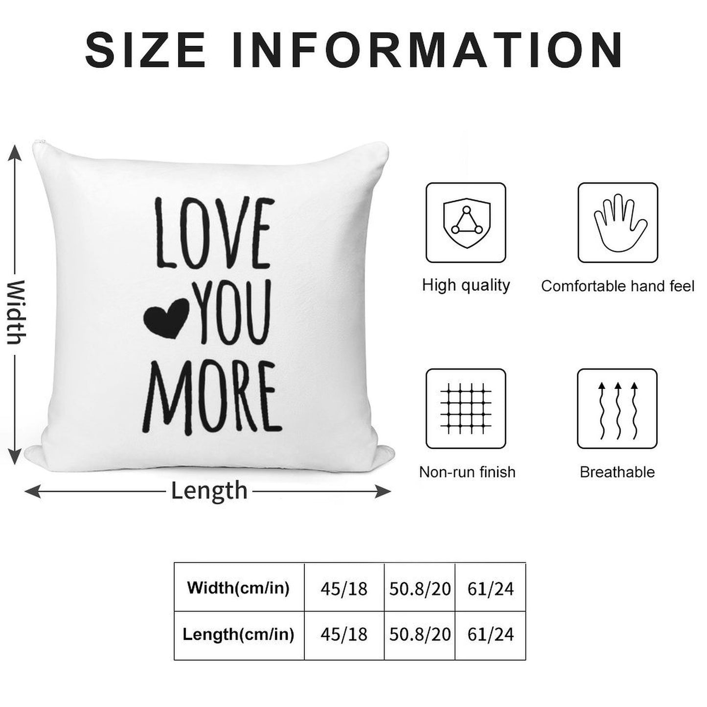 Love You More Quote Soft Easy Maintenance Throw Pillow